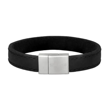 Læderarmbånd - Sort/Stål fra Son Of Noa