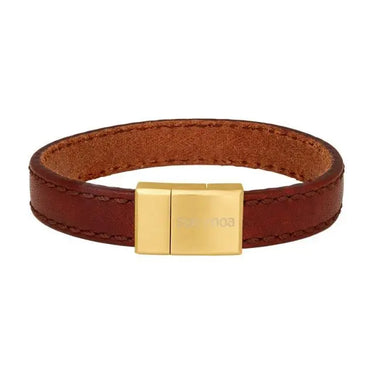 Læderarmbånd - Brun/Forgyldt stål fra Son Of Noa
