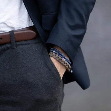 Armbånd grå kalveskind 21 cm - Stål fra Son Of Noa