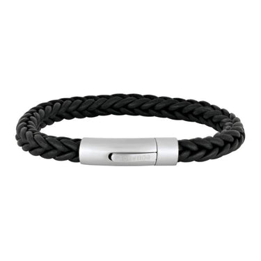 Armbånd sort kalveskind 23 cm - Stål fra Son Of Noa