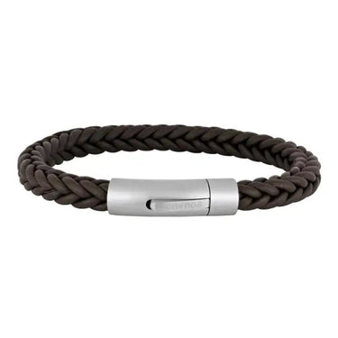 Armbånd brun kalveskind 19 cm - Stål fra Son Of Noa