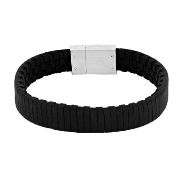 SON armbånd sort kalveskind 12mm - Sølv/sort fra Son Of Noa