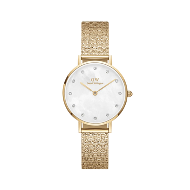 Petite Lumine Pressed Piano 28 mm - Guld/Perlemor fra Daniel Wellington