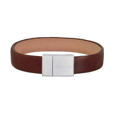 Læderarmbånd - Cognac/Stål fra Son Of Noa