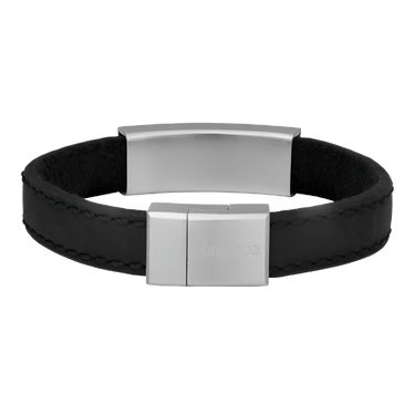 Dobbelt læderarmbånd - Sort/Stål fra Son Of Noa