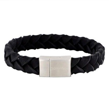 Armbånd sort kalveskind 21 cm - Stål fra Son Of Noa