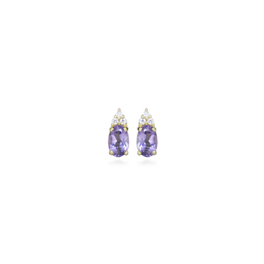 Amethyst Ørestikker - 8 kt. Guld fra Gold Essentials by Plaza