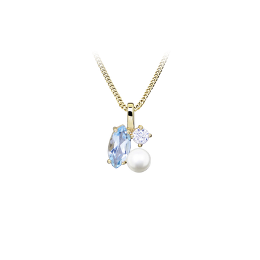 Blue Dream Pearl Halskæde - 8 kt. Guld fra Gold Essentials by Plaza
