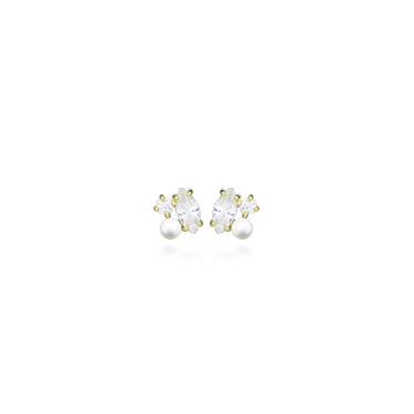 White Dream Pearl Ørestikker - 8 kt. Guld fra Gold Essentials by Plaza