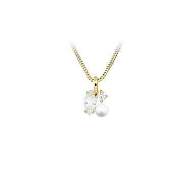 White Dream Pearl Halskæde - 8 kt. Guld fra Gold Essentials by Plaza