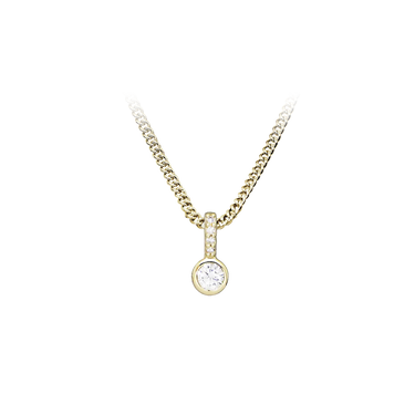 Round zircon halskæde - 8 kt. fra Gold Essentials by Plaza
