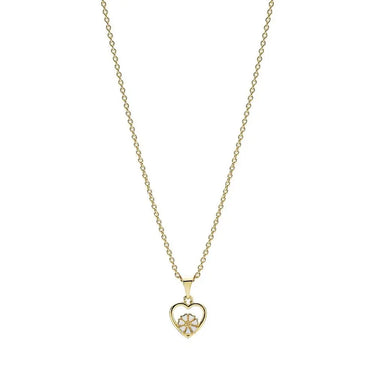 Marguerit collier m. hjerte 1x5 mm - Forgyldt fra Lund Copenhagen