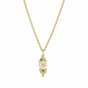Marguerit collier 7,5 mm med mixet zirkonia - Forgyldt fra Lund Copenhagen