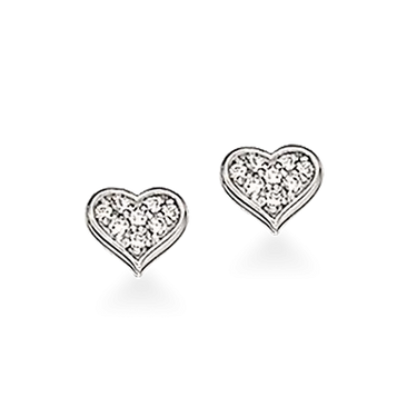 Hjerte ørestik m. zirkoner - Sølv fra Scrouples Jewellery