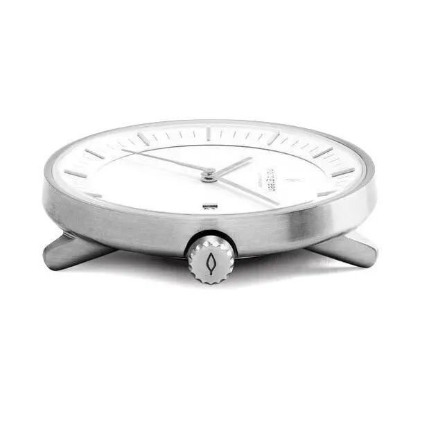 Philosopher // 40mm // Silver // Leather // Black // White fra Nordgreen