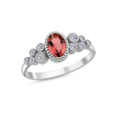 ATHENE Ring m. turmalin og  0,16ct. - 14 kt. Hvidguld