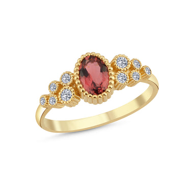ATHENE Ring m. turmalin og  0,16ct. - 14 kt. Guld