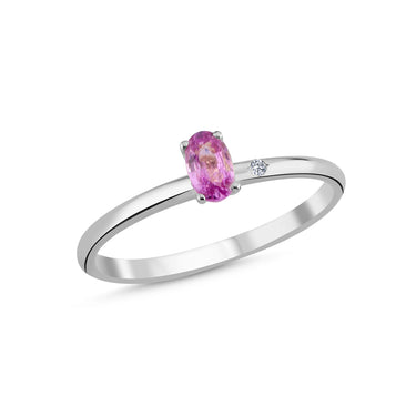GAIA Ring m. pink safir og 0,01ct. - 14 kt. Hvidguld