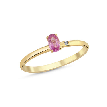GAIA Ring m. pink safir og 0,01ct. - 14 kt. Guld