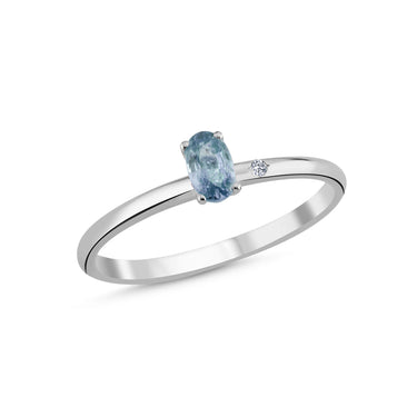 GAIA Ring m. blå safir og 0,01ct. - 14 kt. Hvidguld