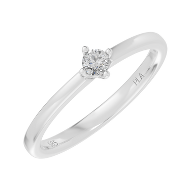 Princess square 0,13 ct ring - 14 kt. Hvidguld