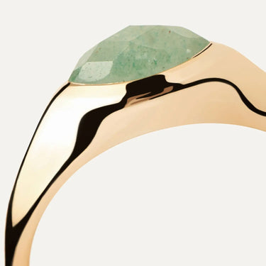 Green Aventurine Nomad Stamp Ring - Forgyldt fra PDPAOLA