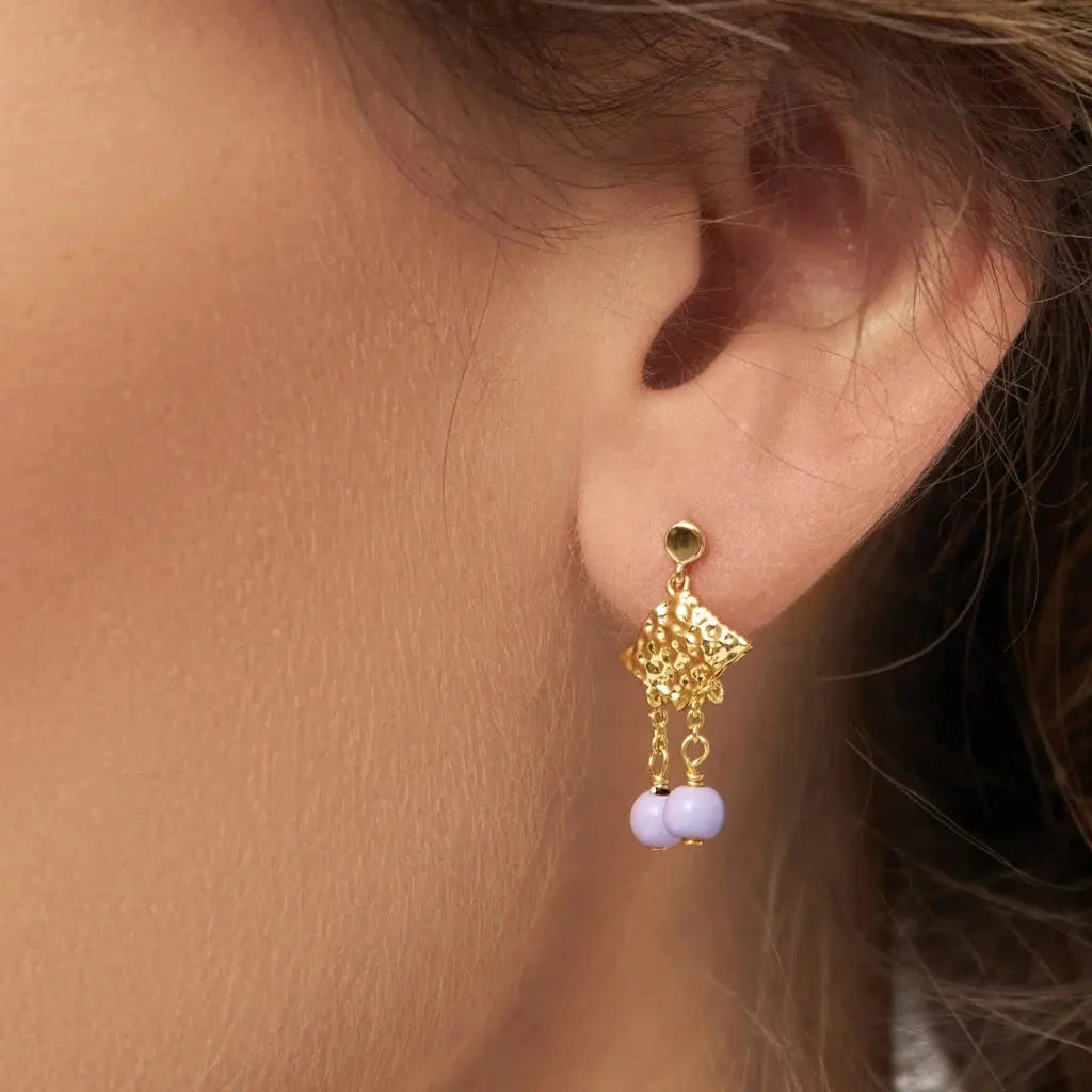 Boheme Purple Ørering - Forgyldt Messing fra LULU Copenhagen