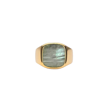 IX Cushion Labradorite Signet Ring - Forgyldt fra Ix Studios