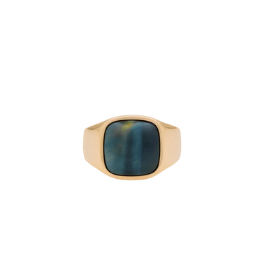 IX Cushion Signet ring - Forgyldt/Hawks Eye fra Ix Studios