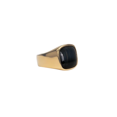 IX Cushion Signet ring - Forgyldt/Hawks Eye fra Ix Studios