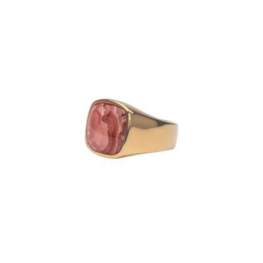 IX Cushion Signet ring - Forgyldt/Rhodocrosite fra Ix Studios