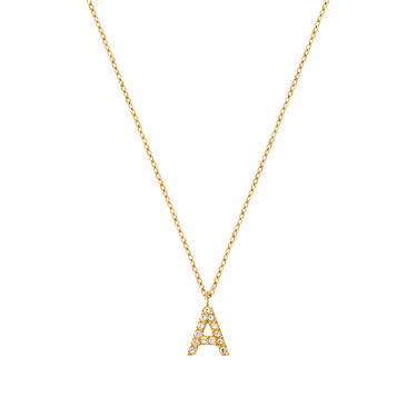Stone Letter A Gold Necklace fra Mockberg