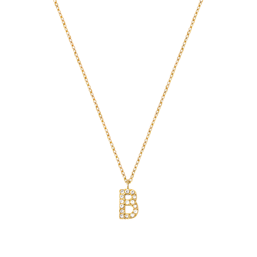 Stone Letter B Gold Necklace fra Mockberg