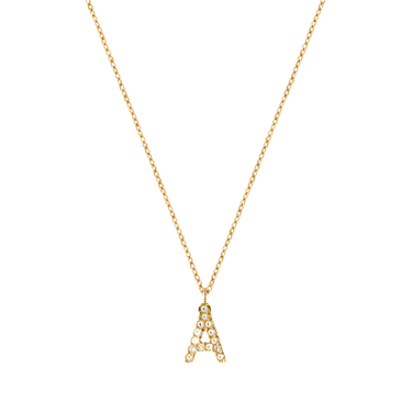 Stone Letter Å Gold Necklace fra Mockberg