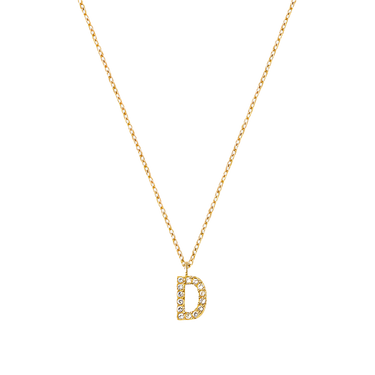Stone Letter D Gold Necklace fra Mockberg