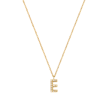 Stone Letter E Gold Necklace fra Mockberg