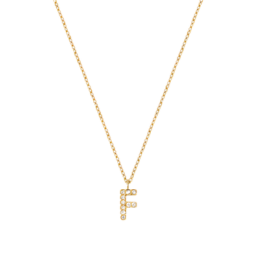 Stone Letter F Gold Necklace fra Mockberg