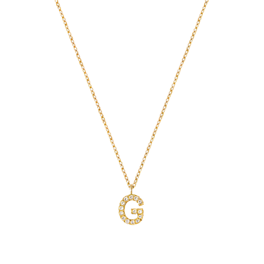 Stone Letter G Gold Necklace fra Mockberg