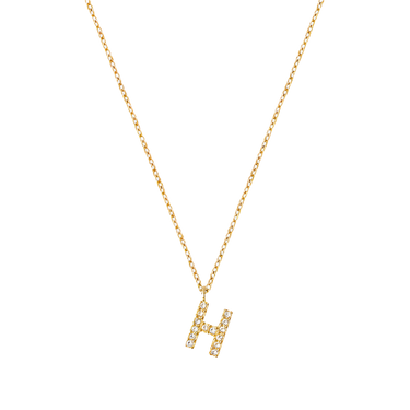 Stone Letter H Gold Necklace fra Mockberg