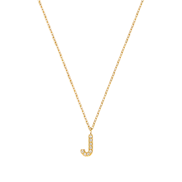 Stone Letter J Gold Necklace fra Mockberg