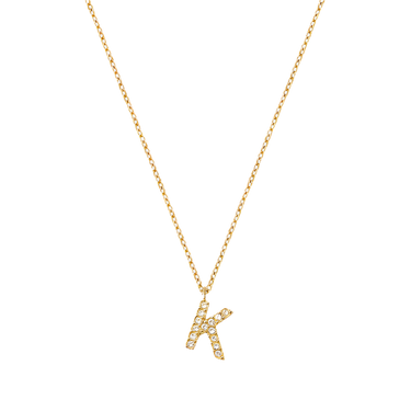Stone Letter K Gold Necklace fra Mockberg