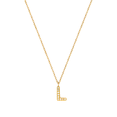 Stone Letter L Gold Necklace fra Mockberg