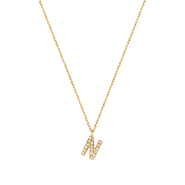 Stone Letter N Gold Necklace fra Mockberg