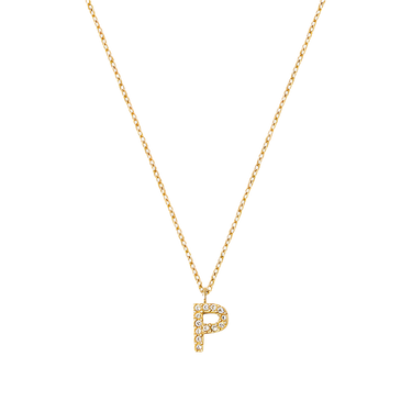 Stone Letter P Gold Necklace fra Mockberg