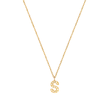 Stone Letter S Gold Necklace fra Mockberg