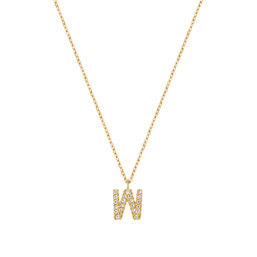 Stone Letter W Gold Necklace fra Mockberg