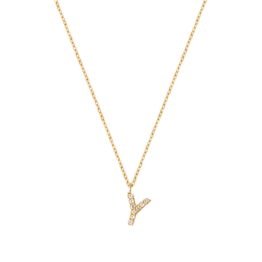 Stone Letter Y Gold Necklace fra Mockberg