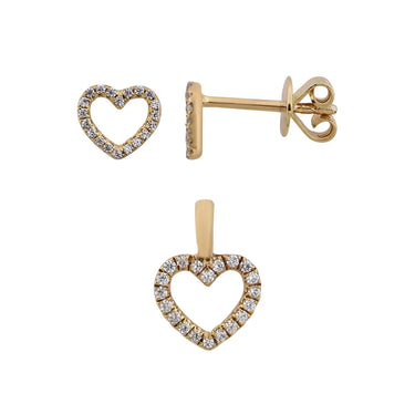 Heart Diamond Ørestikker &amp; Vedhæng - 14 kt. Guld fra PLAZA