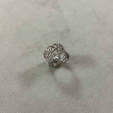 B-sølv ring rho bred blomst bl