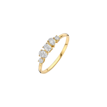 Ring 2x0,05/0,12/0,15/0,10 ct. - 14 kt. Guld